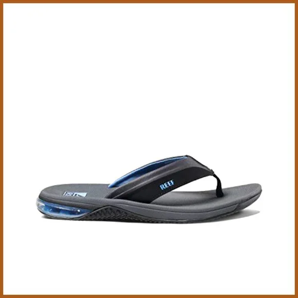 Flip Flops with Water Resistant Synthetic Strap and Cushioning Heel Airbag